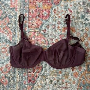 Auden Sheer Burgundy Underwire Bra Size 36D